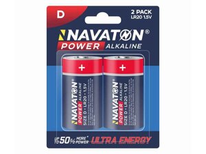 Батарейка лужна LR20/D 2шт (блістер) POWER Alkaline 2D - LR20-2B ТМ NAVATON