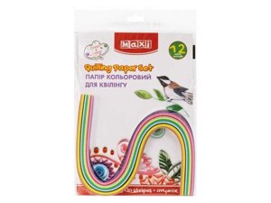 Набір паперу кольорового для квілінгу 7 мм х 420 мм, 12 кольорів, 120смужок MX61944 ТМ MAXI