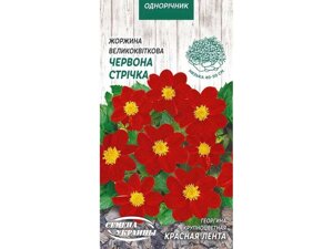 Георгіна великоквіткова ЧЕРВОНА СТРІЧКА ОД (10 пачок) 0,2г ТМ НАСІННЯ УКРАЇНИ