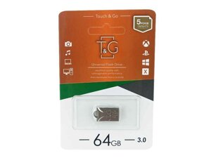 Флешка USB 64GB 3.0 106 Metal сталева коротка ТМ TG