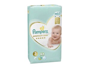 Пiдгузкі Premium Care № 3 Midi (6-10кг) Економ 60шт ТМ PAMPERS