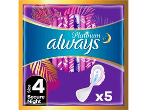 Прокладки гігієнічні нічні 6к. 5шт Always Platinum Secure Night ТМ ALWAYS