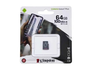 Карта памяті 64Gb Micro SD (10) (-adapter) Canvas Select Plus UHS-I ТМ Kingston