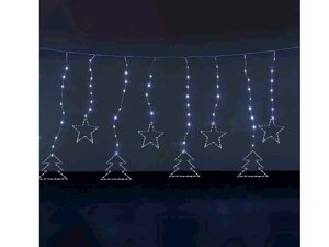 Гірлянда штора-роса ялинка зірочка 10шт. 3м*1м. білий 1948-03 ТМ КИТАЙ