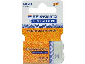 Батарейка лужна Корунд. 6LR61. SC1 (shrink card 1) ТМ АСКО