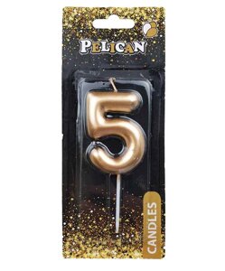 Свічка для торта 5 ЗОЛОТО 6см. 866015 ТМ PELICAN