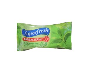 Серветки вологі Антибактеріальні 15 шт ТМ SUPER FRESH