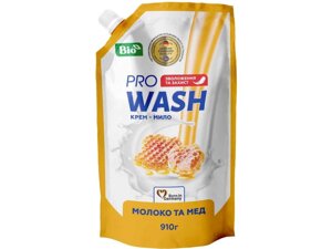 Крем-мило рідке 910мл дой-пак Молоко та мед ТМ PRO WASH