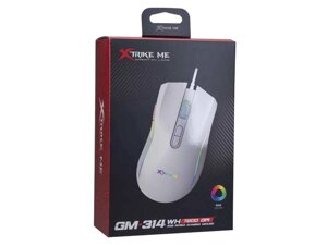 Мишка дротова USB ігрова GM-314 WH RGB/7 кнопок/800-7200DPI/125Hz біла 1,5м ТМ XTRIKE