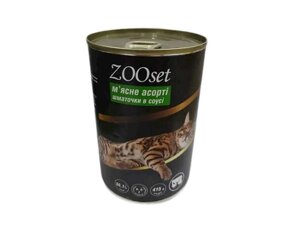 Консерви для котів Шматочки в соусі мясне асорті 415г ж/банка ТМ ZOO SET