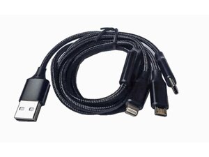 Кабель 3 в 1 typeC, micro USB, iphone Lightning 1,2 м, чорний 70786555 ТМ Китай