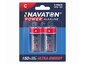 Батарейка лужна LR14/C 2шт (блістер) POWER Alkaline 2C - LR14-2B ТМ NAVATON