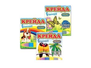 Крейда 6 кольорів квадратна №КК. 1406 (906) Крейда 70х15х10мм ТМ Люкс Колор