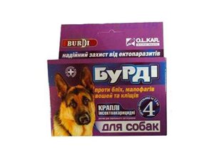 Краплі Бурді (з перм.) для собак інсектоакарицидні №4 (4шт/уп) ТМ O. L. KAR