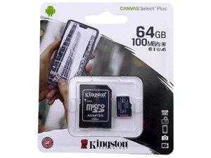 Карта памяті 64Gb Micro SD (10) (adapter) Canvas Select Plus UHS-I ТМ Kingston