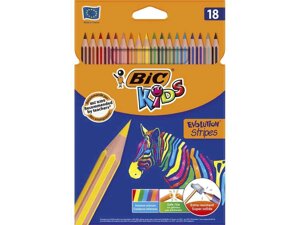 Олівці кольорові Єволюшн Страйпс , 18 шт bc950524 ТМ BIC