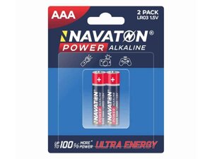 Батарейка лужна LR03 2шт (блістер) POWER Alkaline 2AAA - LR03-2B ТМ NAVATON