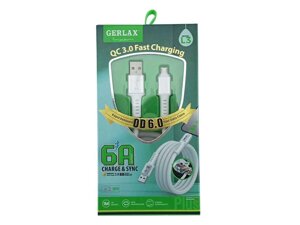 Кабель microUSB L3 білий 6А SUPER CHARGE ТМ Gerlax