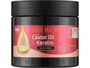 Маска для волосся 295мл Black Castor Oil Keratin ТМ BION