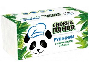 Паперові рушники Сніжна панда аркушеві 2 шари 140 аркушів ТМ Снежная Панда