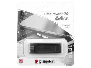 Флешка USB 64GB 3.2 Data Traveler 70 Type-C чорна (ТІЛЬКИ Type-C) ТМ Kingston