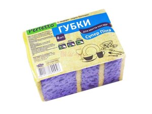 Губки для миття посуду Супер Піна (4шт) ТМ PERFETTO