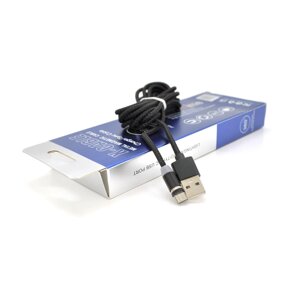 Магнітний кабель PiPo USB 2.0/Micro, 2m, 2А, тканинне обплетення, броньований, знімач, Black, BOX