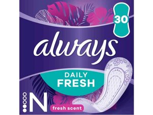 Щоденні гігієнічні прокладки 30шт Daily Fresh Normal Single Свіжий аромат ТМ ALWAYS