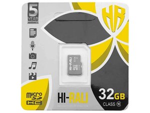 Карта памяті 32Gb Micro SD (10) (-adapter) UHS-l ТМ Hi-Rali