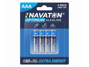 Батарейка лужна LR03 4шт (блістер) OPTIMUM Alkaline 4AAA - LR03-4B ТМ NAVATON