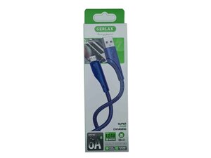 Кабель microUSB L24V 6А тканинний синій 1м ТМ Gerlax