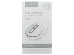 Мишка бездротова GM21 4 кнопки/USB 2.4GHz/1000-1600DPI біла з сірим ТМ HOCO