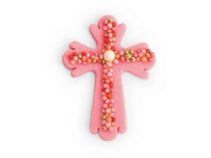 Прикраса пасхальна Хрестик з перламутр з кульками рожевий ТМ УКРАСА