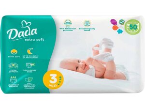 Підгузки дитячі р. 3 50шт Extra soft Midi (4-9кг) ТМ DADA