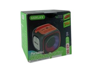 Портативна колонка GS-27, BT/USB/FM/AUX/microSD LED, 1200mAh 9x9x9cm TWS чорна ТМ Gerlax