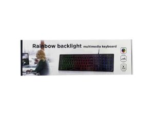 Клавіатура дротова USB з підсвічуванням KB-UML-01-UA Rainbow LED/104 клавіші/повнорозмірна чорна 1,45м ТМ Gembird