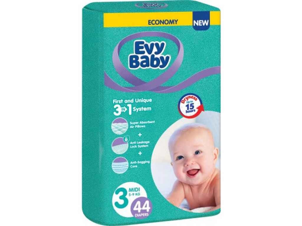 Підгузки р. 3 44шт midi twin (5-9 кг) ТМ Evy baby від компанії Фортеця - фото 1