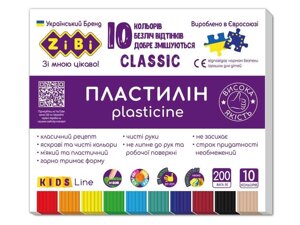 Пластилін classic 10 кольорів, 200г, KIDS line ZB. 6232 тм zibi