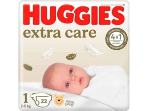 Підгузки дитячі р. 1 (2-5кг) 22шт Extra care 4 в 1 ТМ Huggies