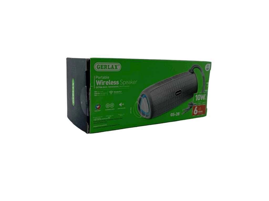 Портативна колонка GS-28, BT/USB/FM/AUX/microSD LED, 1200mAh TWS 13x13x17cm сіра ТМ Gerlax від компанії Фортеця - фото 1