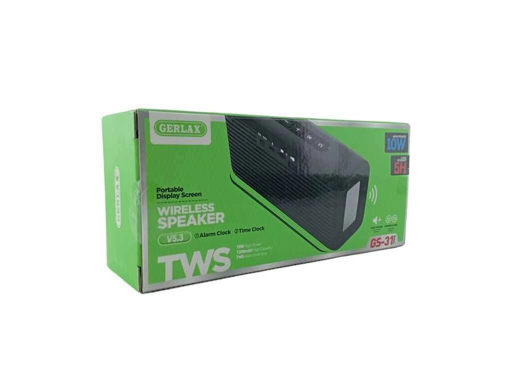 Портативна колонка GS-31, BT/USB/FM/AUX/microSD LED, 1200mAh 6x8x17cm TWS частемпература чорна ТМ Gerlax від компанії Фортеця - фото 1