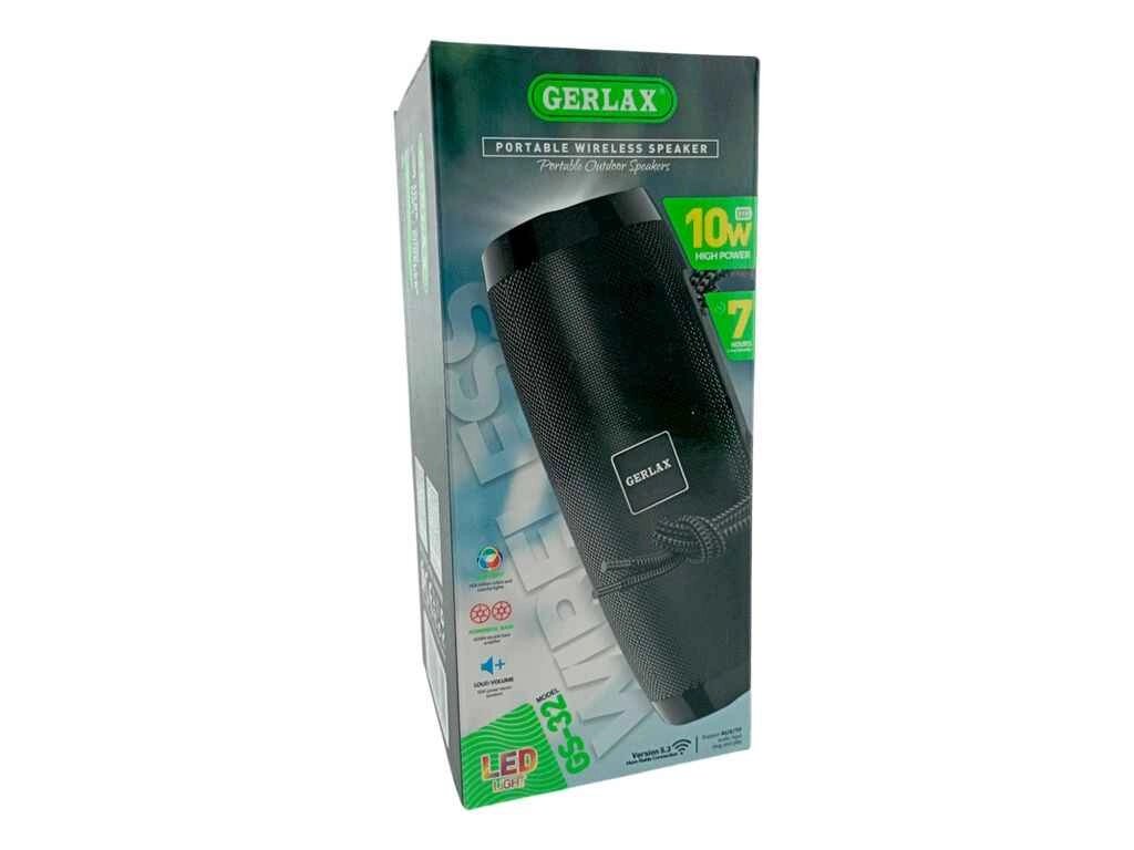 Портативна колонка GS-32, BT/USB/FM/AUX/microSD LED, 1200mAh 7x17x18cm чорна ТМ Gerlax від компанії Фортеця - фото 1