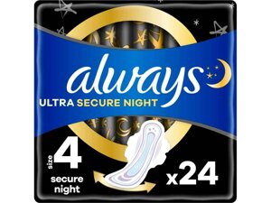 Прокладки гігієнічні нічні 7к. 24шт Always Ultra Secure Night ТМ ALWAYS