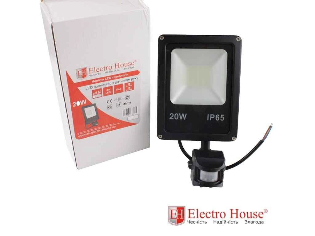 Прожектор LED з датчиком руху 20W IP65 ТМ ELECTROHOUSE від компанії Фортеця - фото 1