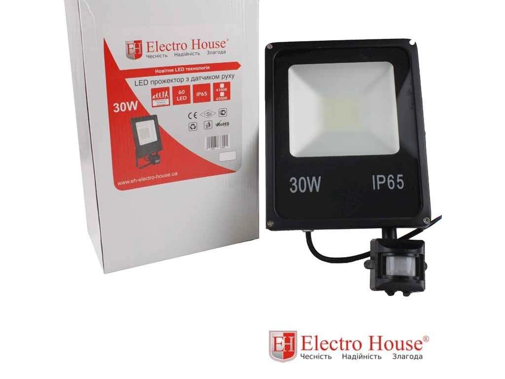 Прожектор LED з датчиком руху 30W IP65 ТМ ELECTROHOUSE від компанії Фортеця - фото 1