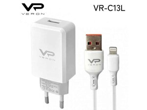 Мережевий зарядний пристрій VR-C13Q set (Lightning) 3.0A (18W) White ТМ Veron
