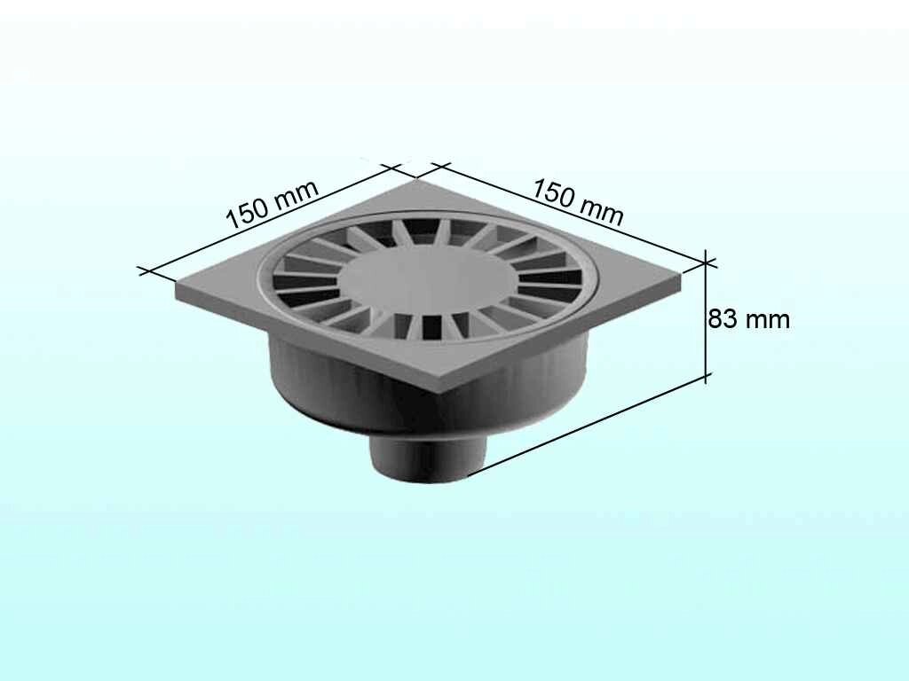 Трап D= 50 (15*15 прямий) сірий ТМ INSTALPLAST від компанії Фортеця - фото 1