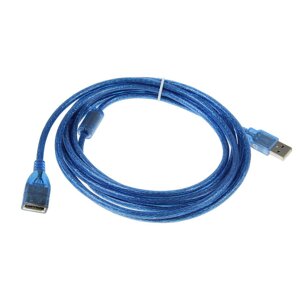 Подовжувач USB 2.0 AM/AF, 5.0 m, 1 ферит, прозорий синій Q100