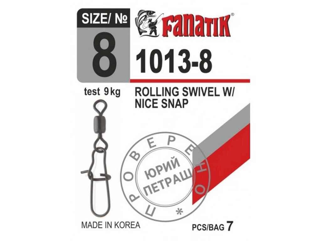 Вертлюг з карабіном №8 тест 9кг. 7шт/уп арт. 1013-8 ТМ FANATIK від компанії Фортеця - фото 1