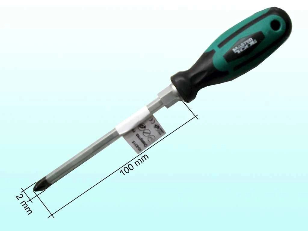 Викрутка посилена хрестова PH2x100 45-8210 ТМ MASTER TOOL від компанії Фортеця - фото 1